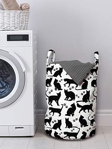 Bolsa de lavanderia de gatos de Ambesonne, silhuetas pretas em diferentes posições PETRIMENTO INICIMENTO