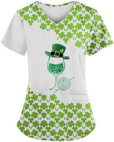 St. Patrick's Day's Feminino Feminino Prinha V N Neck T Camisetas Verão Funny Funny Manga Curta