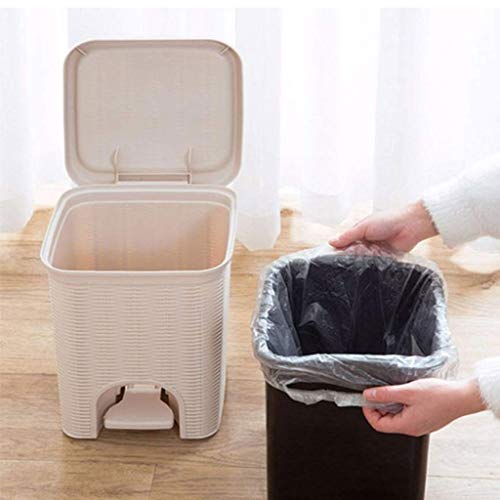 Tatsen Trash Can - Pedal Tipo de plástico com banheiro doméstico de tampa de banheiro automático Bucket Bucket Bucket