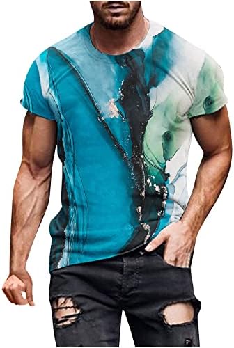 T-shirt de treino masculino 2023 verão de manga curta de colarinho redondo de gola redonda moda de mármore
