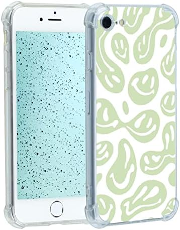 Mayiwo Compatível com o iPhone SE 8 7 Smiley Face Case, Indie Sage Green Hippie Trippy iPhone7/iPhone8/iPhone