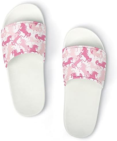 Sandálias de casa de unicórnio de camuflagem rosa não deslizam chinelos de dedo do pé para massagem banheira