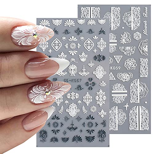 Beaula 5D adesivos de arte em relevo, decalques autônomos para mulheres meninas meninas decoração de unhas