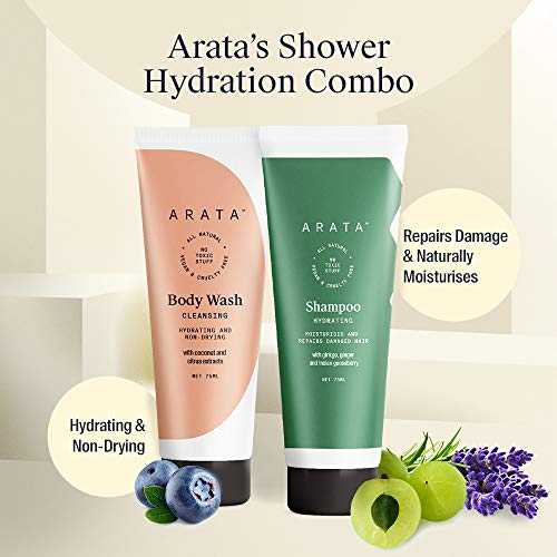 Combo de hidratação do chuveiro natural Arata para homens e mulheres com shampoo hidratante e lavagem do corpo