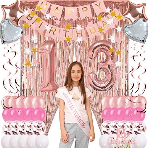 13ª decorações de aniversário para meninas ouro rosa, 13ª festa de festas rosa, 13º aniversário de bolo de aniversário