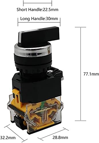 Dfamin 22mm seletor botão de botão rotativo trava momentânea 2NO 1NO1NC 2 3 Posição DPST 10A 400V Power Switch