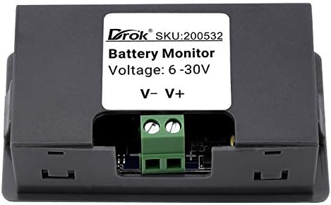 Monitor de bateria DROK para carro, DC 6V-30V Capacidade da bateria Medidor de tensão, 12V de motocicleta