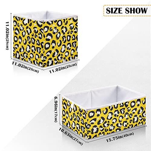 Libe de leopardo amarelo Cubo de armazenamento de cubos de armazenamento Bins de armazenamento colapsável cesta