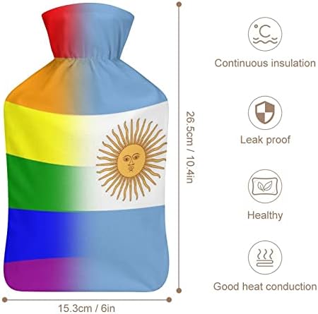 LGBT Pride Argentina Bandina Garrafa de água quente 1000ml Bolsa de água macia de água quente que quente