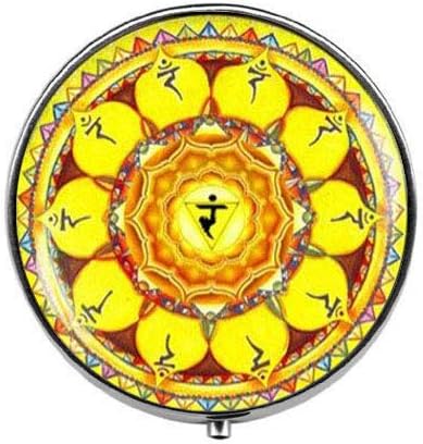 Chakra do plexo solar - Caixa de comprimidos de meditação de Mandala Yoga - Caixa de comprimidos de