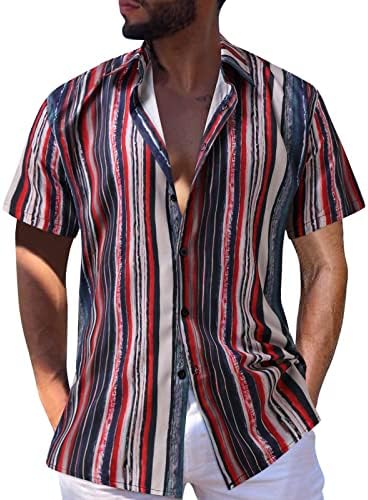 Xxvr camisas havaianas masculinas, de manga curta de verão botão de impressão floral tropical relaxada