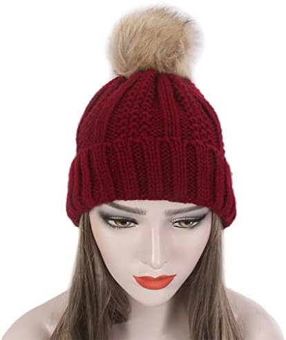 Scdzs Fashion Europeu e American Ladies Hair Hat One Long Curly Gold Wig and Hat Hat One Red Knit Hat