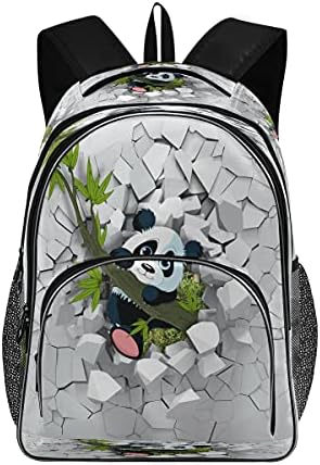 Backpack Bamboo Panda School Bookbag Schac com bolso da garrafa de água