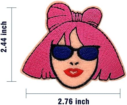 Wikineon ferro em remendo bordados, lady girl pop art spat - Appliável de Badge Iron On Sew On emblem Patch DIY