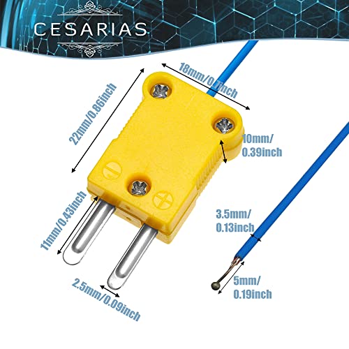 Sensor de sonda de termopar do tipo cesarias k, mini conector de fio, medir a temperatura da faixa -40 a 482 °