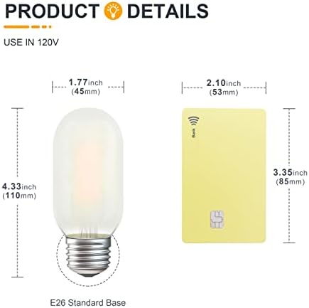 Lâmpadas T45 LED 2W 200lm E26 Vidro fosco com base, lâmpada LED E26 Dimmable 25watt equivalente, 3 contagem