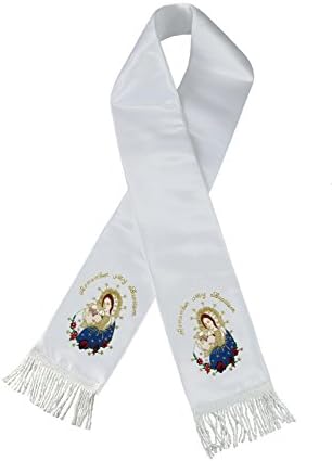 Batismo bordado batismo roubou lenço faixa Virgem Mary Maria Pope
