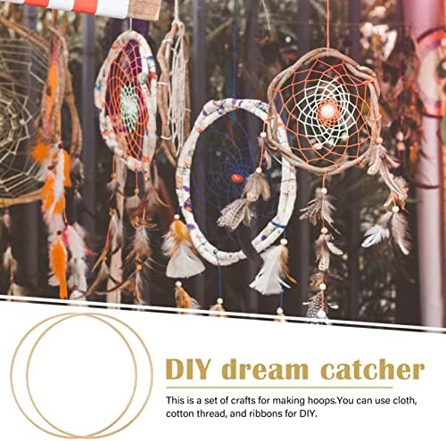 Toyvian Circle Backdrop Stand Diy Dream Catcher, 12pcs 23cm Diy Dream Catcher Bamboo quadro de madeira anel de apanhador de madeira para decoração de casa DIY Bordado de bordado