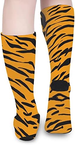 Tiger Skin Pattern Color Impresso Comparação de meias atléticas de joelho altos para mulheres homens