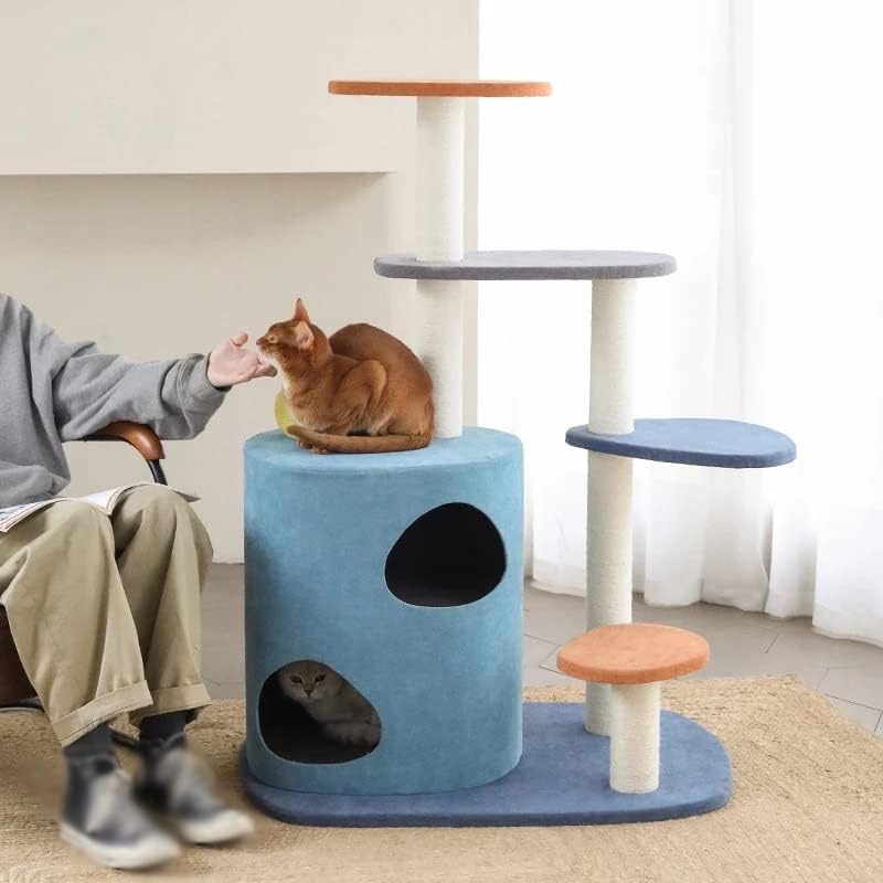Walnuta Cat Tree House condomínio móveis de gato Torre de escalada de gato Multi-camada com arranhão sólido pós-árvore