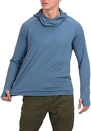 UPF 50+ Camisa de proteção solar masculino com capuzes secos de pesca de pesca de caminhada de