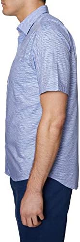 Hickey Freeman masculina de manga curta para baixo camisa de ajuste regular