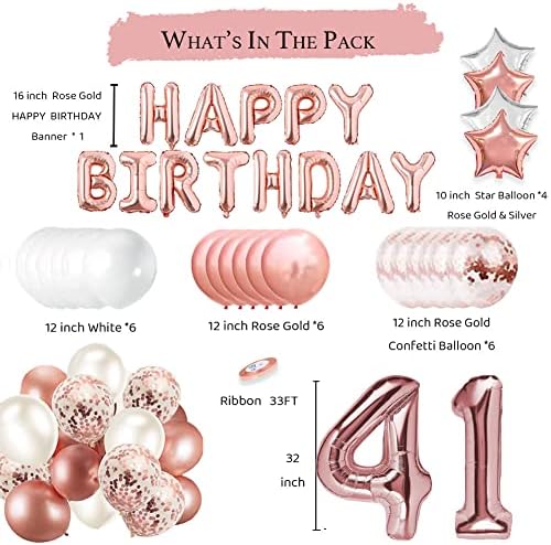 41 decorações de aniversário para meninas decorações de festa de ouro rosa rosa para mulheres para festas,