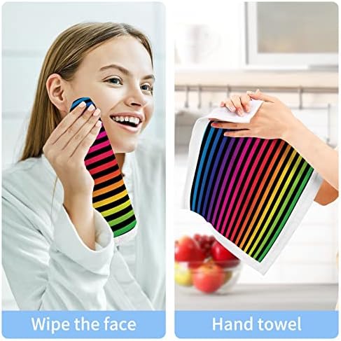 Listras de arco -íris macios de pano 12x12in conjunto, 6 embalagem de algodão absorvente toalha de algodão