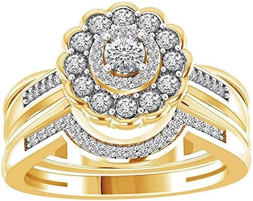 Casamento e anéis de noivado anel criativo anel ondulado de flor de butt redonda de forma de zircão de
