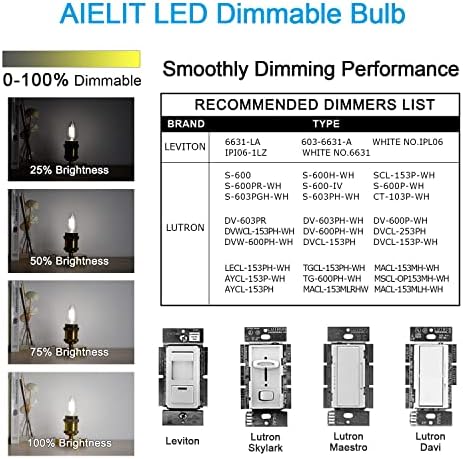 Aielit 8-Pack 2W B11 E26 LED BULLB/A15 BULLE DE BULBA LED LED, LUZ INCANDESCENTE EQUIDANTES DE 25W, Bulbo incandescente,