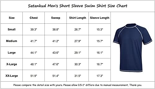 SATANKUD Men's UPF 50+ Rashguard Swim Tee Short Slave Running Running Swimwear Camisetas Camas de Treino