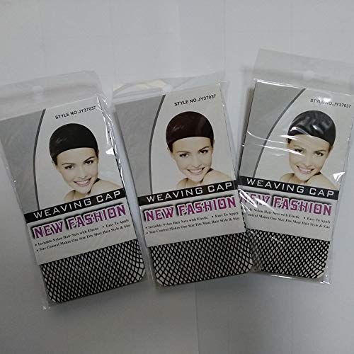 3 Pacote tampas de peruca preta de malha para mulheres elásticas de peruca aberta para cabelos
