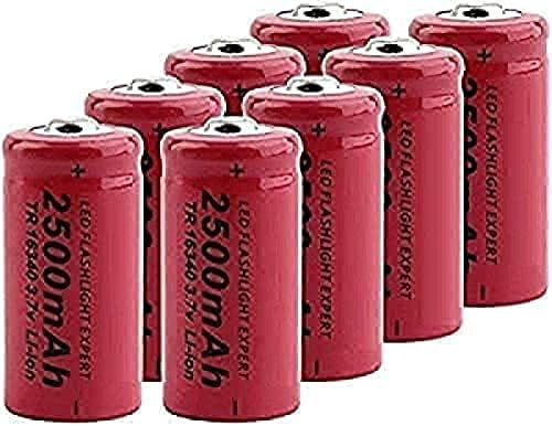 Bateria Huin 16340 3,7V 2500 MAH Célula de íons de lítio para VL123A DL123A 5018LC CR123A CR17345 K123A, 8 peças