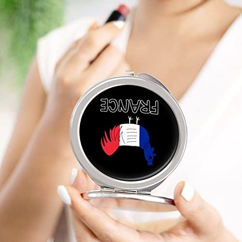 French Le Coq Gaulois Compact Pocket Mirror Mirror portátil Exibir espelho cosmético dobrável 1x/2x ampliação