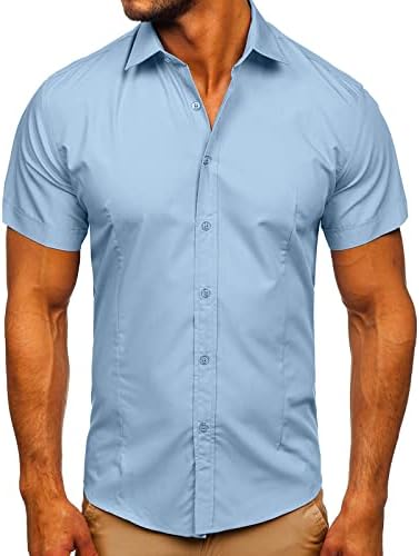 Camisa de linho de manga curta masculina Tops cubanos Pocket Pocket Guayabera camisas masculinas