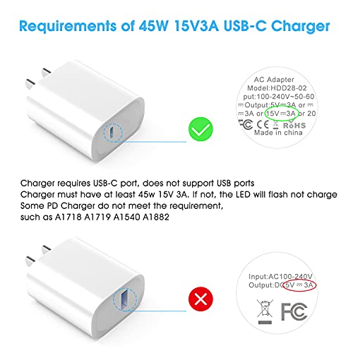 Aceyoon Surface conecta -se ao cabo de carregamento USB C PD （Precisa de 45W Carregador）, 15V/3A