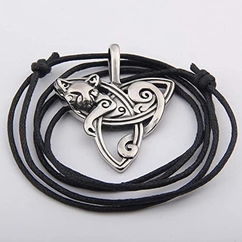 Gungneer Celtic Cat com colar de pingente de nó Triquetra ♦ símbolo animal do zodíaco celta ♦ jóias celtas irlandesas