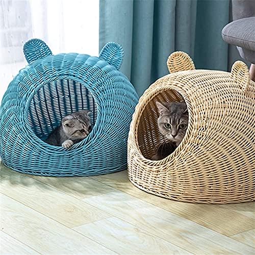Pet Pet House Rattan Cat Nest Summer Summer semi-fechado Bed Bed Bed Basca respirável Durável cesta