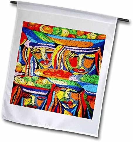 Imagem 3drose de pintura abstrata africana de damas coloridas com cesta de cabeça - bandeiras