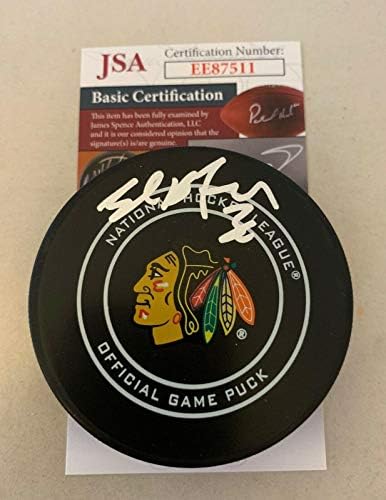 Ed Belfour assinou o jogo oficial do Chicago Blackhawks Puck autografado Hawks JSA - Pucks autografados