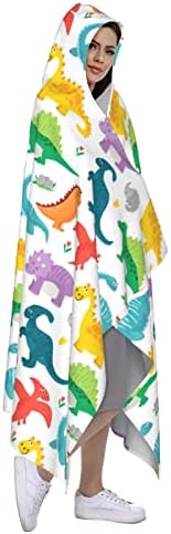 Crianças dinossauros fofos cobertores com capuz colorido fofo Cabo de xale quente para crianças e adultos, mulheres