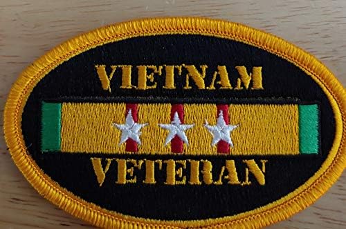 Vietnã Veterano Ferro-On Sew Patch Emblem 3 Campanha Estrela Border Gold Border