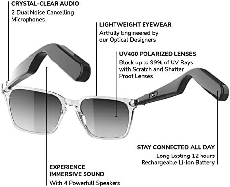 Lucyd - óculos de áudio Bluetooth - óculos de homens e mulheres com proteção UV - ouvido aberta,