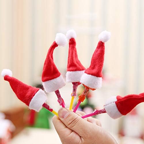 AMOSFUN 20PCS Mini chapéus de Natal Capa de doces Santa Lollipop envolve o Toppers de férias