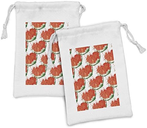 Bolsa de tecido de melancia de Ambesonne Conjunto de 2, fatias de frutas de verão no estilo de tinta