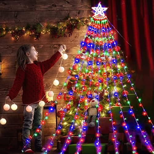 350 Decorações de Natal LED STAR Luz ao ar livre de 12,5 pés Luzes de árvore de natal Instalação Fácil