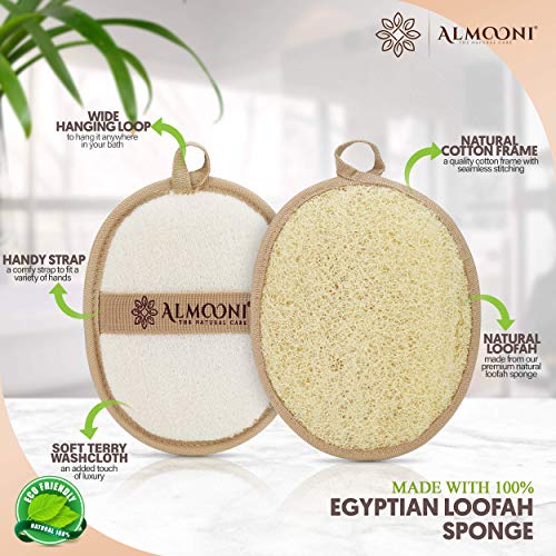 Pacote de pacote de pilhas de chuveiro egípcio natural premium e bucha, feita com esponja de chuveiro egípcio