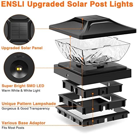 Luzes de tampa solar solar escrevidas 6 pacote, 2 modos postagem solar brilhante luz