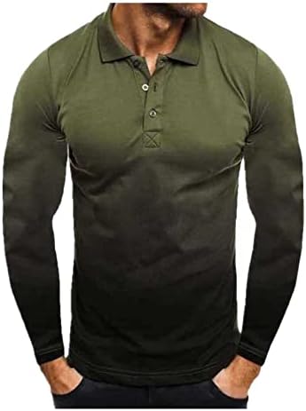 Impressão masculina Pullover de gola virada masculina Tops casuais Fit Fit Basic Bask Sleeve Camiseta