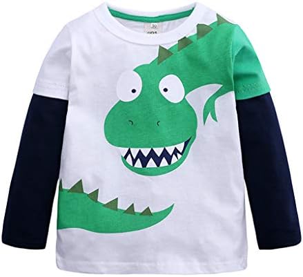Camisa desenho animado Toddler roupas meninos tops de retalhos de retalhos para crianças roupas de dinossauros